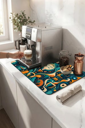 Valerine Life Kahve Espresso Makinesi Matı 35x45cm Çaycı Pad Su Geçirmez Future Brew