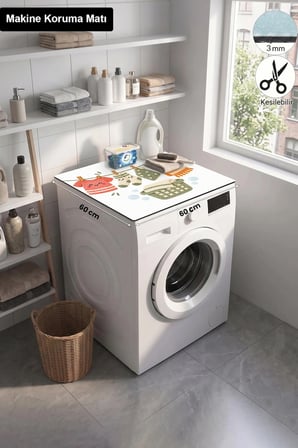Valerine Life Çamaşır Kurutma Makinesi Üstü Düzenleyici Matı Sıvı Geçirmez Örtü Neşeli Çamaşırlar