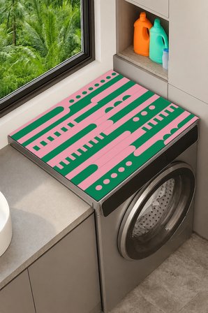 Valerine Life Çamaşır Kurutma Makinesi Üstü Düzenleyici Matı Sıvı Geçirmez Örtü Şeker Şeritleri