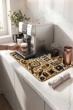 Valerine Life Kahve Espresso Makinesi Matı 35x45cm Çaycı Pad Su Geçirmez Amigurumi Birds