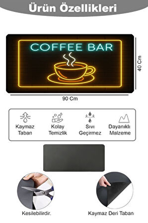 Valerine Life Barista Kahve Barı Tezgah Matı XXL Büyük Boy Espresso Makinesi Pad 40x90cm 27250827