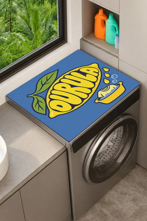 Valerine Life Çamaşır Kurutma Makinesi Üstü Düzenleyici Matı Sıvı Geçirmez Örtü Limon Durula