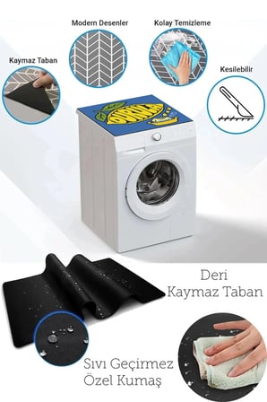 Valerine Life Çamaşır Kurutma Makinesi Üstü Düzenleyici Matı Sıvı Geçirmez Örtü Limon Durula