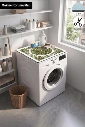 Valerine Life Çamaşır Kurutma Makinesi Üstü Düzenleyici Matı Sıvı Geçirmez Örtü Orman Düğümü Beyaz