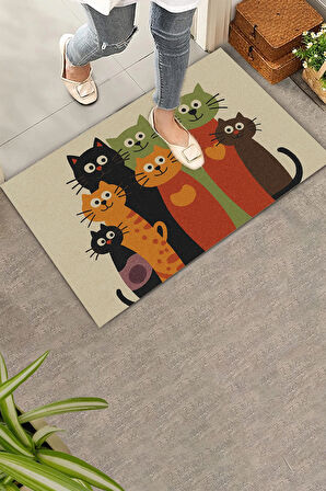 Valerine Life Renkli Pati Dostluğu Welcome Hoş Geldiniz Dijital Baskılı Kapı Önü Paspası 45x70cm