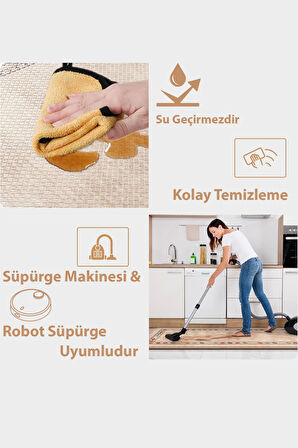 Valerine Life Kitchen Siyah Mutfak Matı Halısı Yıkanır Kaymaz Taban Sıvı Geçirmez Tezgah Önü Paspası