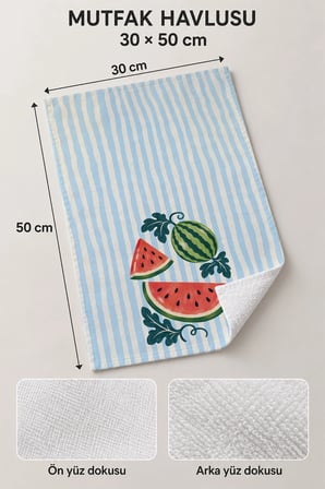 Valerine Life El Kurulama Havlusu 30x50cm Mutfak, Fırın için Pamuklu Emici Karpuz Ferahlığı