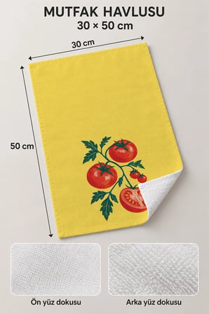 Valerine Life El Kurulama Havlusu 30x50cm Mutfak, Fırın için Pamuklu Emici Domates Bahçesi