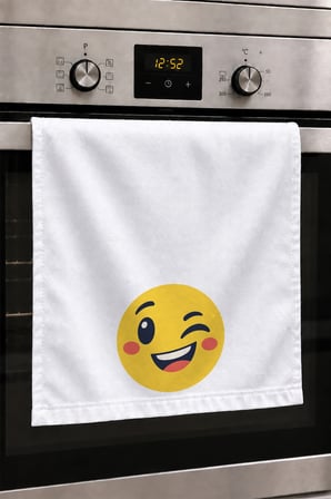 Valerine Life El Kurulama Havlusu 30x50cm Mutfak, Fırın için Pamuklu Emici Neşeli Gülücük