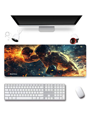 SonicTouch UltraGrand Ring Ateşi Boksör Temalı Gamer Oyuncu Xxl Klavye Mouse Pad 40x90Cm