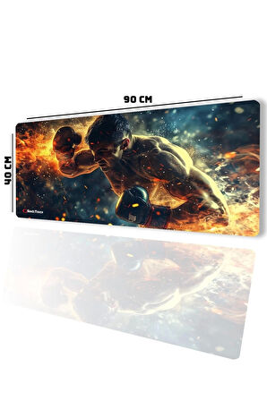 SonicTouch UltraGrand Ring Ateşi Boksör Temalı Gamer Oyuncu Xxl Klavye Mouse Pad 40x90Cm