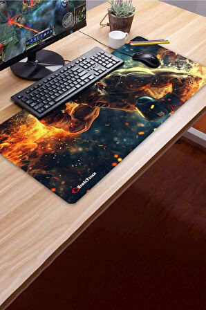 SonicTouch UltraGrand Ring Ateşi Boksör Temalı Gamer Oyuncu Xxl Klavye Mouse Pad 40x90Cm