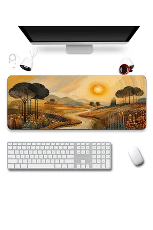 SonicTouch Klavye Mousepad 40x90cm Dikişsiz Pürüzsüz Sıvı Geçirmez Kaymaz Taban Altın Vadi