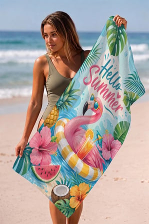 Valerine Life Plaj Havlusu 70x140cm Havuz Spa Sauna Spor Pamuklu Emici Flamingo Paradise