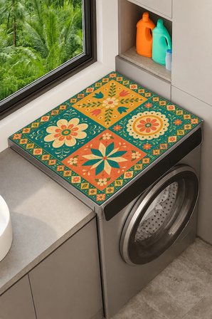 Valerine Life Çamaşır Kurutma Makinesi Üstü Düzenleyici Matı Sıvı Geçirmez Örtü Dört Bahçe