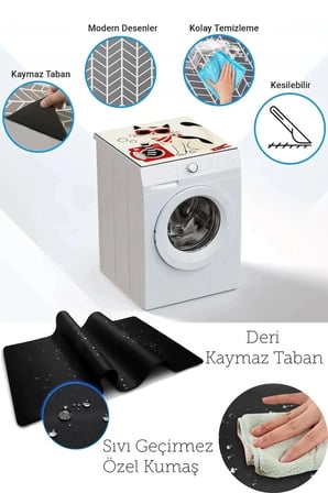 Valerine Life Çamaşır Kurutma Makinesi Üstü Düzenleyici Matı Sıvı Geçirmez Örtü Havalı Kedi
