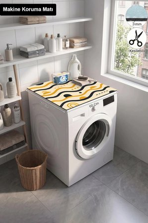 Valerine Life Çamaşır Kurutma Makinesi Üstü Düzenleyici Matı Sıvı Geçirmez Örtü Dalga Ritmi