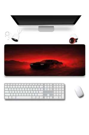 SonicTouch Klavye Mousepad 32x70cm Dikişsiz Pürüzsüz Sıvı Geçirmez Kaymaz Taban Kızıl Drift
