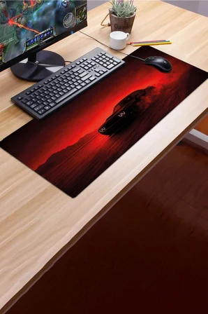 SonicTouch Klavye Mousepad 32x70cm Dikişsiz Pürüzsüz Sıvı Geçirmez Kaymaz Taban Kızıl Drift
