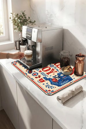Valerine Life Kahve Espresso Makinesi Matı 35x45cm Çaycı Pad Su Geçirmez Brew Joy