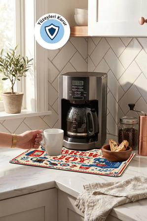 Valerine Life Kahve Espresso Makinesi Matı 35x45cm Çaycı Pad Su Geçirmez Brew Joy