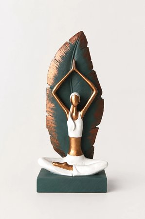 Valerine Life Zenora Yapraklı Yoga Motifli Biblo Vazo Seti Salon Konsol Masaüstü Ev Aksesuarı