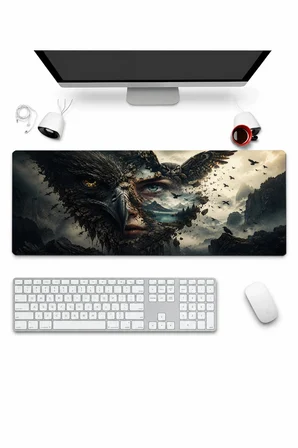 SonicTouch Klavye Mousepad 32x70cm Dikişsiz Pürüzsüz Sıvı Geçirmez Kaymaz Taban Baykuş Ruhu