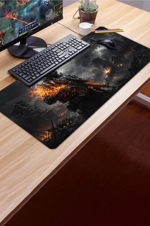 SonicTouch Klavye Mousepad 40x90cm Dikişsiz Pürüzsüz Sıvı Geçirmez Kaymaz Taban Ateş Hattı