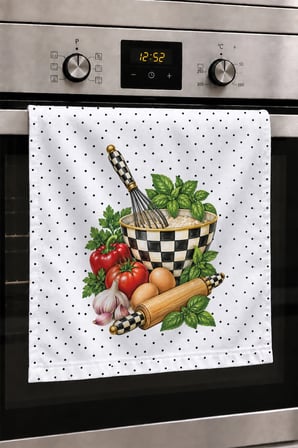 Valerine Life El Kurulama Havlusu 30x50cm Mutfak, Fırın için Pamuklu Emici Lezzet Hazırlığı
