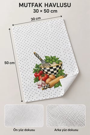 Valerine Life El Kurulama Havlusu 30x50cm Mutfak, Fırın için Pamuklu Emici Lezzet Hazırlığı