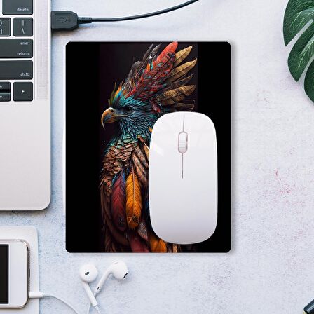 SonicTouch Kızılderili Kartal Temalı Kaydırmaz Gaming Oyuncu Dikişsiz Siyah Yeşil Mouse Pad 17x21cm