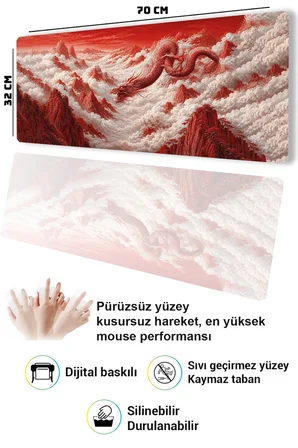 SonicTouch Klavye Mousepad 32x70cm Dikişsiz Pürüzsüz Sıvı Geçirmez Kaymaz Taban Ejder Vadisi