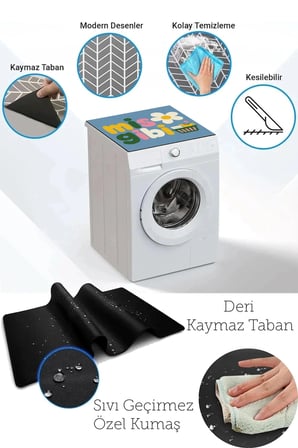 Valerine Life Çamaşır Kurutma Makinesi Üstü Düzenleyici Matı Sıvı Geçirmez Örtü Papatya Ferahlığı