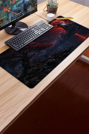 SonicTouch Klavye Mousepad 40x90cm Dikişsiz Pürüzsüz Sıvı Geçirmez Kaymaz Taban Gotik Göl