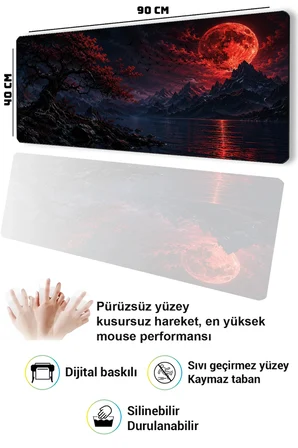 SonicTouch Klavye Mousepad 40x90cm Dikişsiz Pürüzsüz Sıvı Geçirmez Kaymaz Taban Gotik Göl