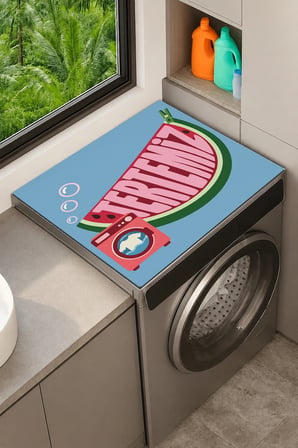 Valerine Life Çamaşır Kurutma Makinesi Üstü Düzenleyici Matı Sıvı Geçirmez Örtü Karpuz Tazeliği