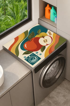 Valerine Life Çamaşır Kurutma Makinesi Üstü Düzenleyici Matı Sıvı Geçirmez Örtü Elmalı Renk Dalgası