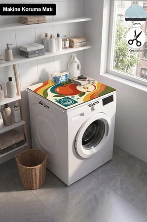 Valerine Life Çamaşır Kurutma Makinesi Üstü Düzenleyici Matı Sıvı Geçirmez Örtü Elmalı Renk Dalgası