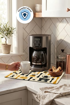 Valerine Life Kahve Espresso Makinesi Matı 35x45cm Çaycı Pad Su Geçirmez Barista Şeritleri