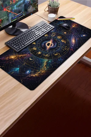 SonicTouch Klavye Mousepad 40x90cm Dikişsiz Pürüzsüz Sıvı Geçirmez Kaymaz Taban Yıldız Haritası