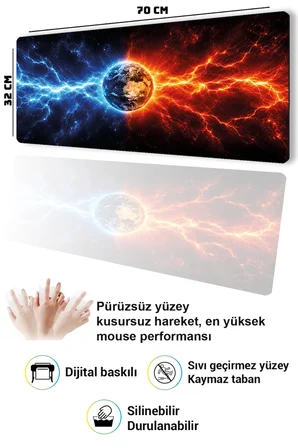 SonicTouch Klavye Mousepad 32x70cm Dikişsiz Pürüzsüz Sıvı Geçirmez Kaymaz Taban Kozmik Denge