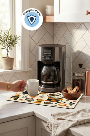 Valerine Life Kahve Espresso Makinesi Matı 35x45cm Çaycı Pad Su Geçirmez Midnight Mocha
