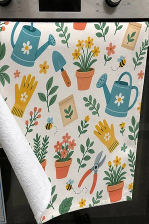 Valerine Life El Kurulama Havlusu 30x50cm Mutfak, Fırın için Pamuklu Emici Minik Bahçıvan