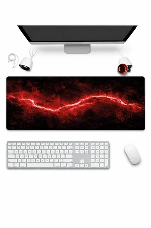 SonicTouch Klavye Mousepad 32x70cm Dikişsiz Pürüzsüz Sıvı Geçirmez Kaymaz Taban Kızıl Akım
