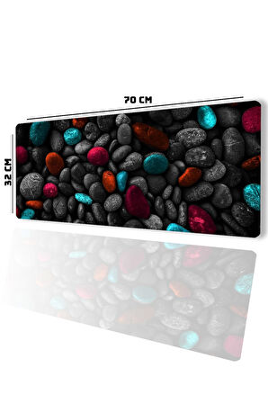 SonicTouch Renkli Çakıl Taşları Gamer Oyuncu Dikişsiz Sıvı Geçirmez Klavye Mouse Pad 32x70Cm