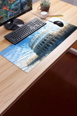 SonicTouch Klavye Mousepad 32x70cm Dikişsiz Pürüzsüz Sıvı Geçirmez Kaymaz Taban Mavi Kolezyum