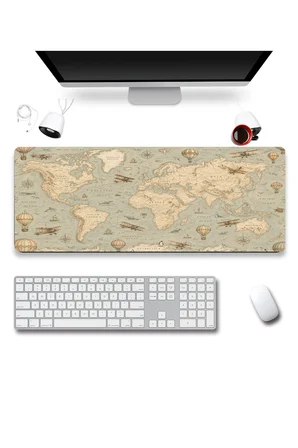 SonicTouch Klavye Mousepad 40x90cm Dikişsiz Pürüzsüz Sıvı Geçirmez Kaymaz Taban Atlas Yolculuğu