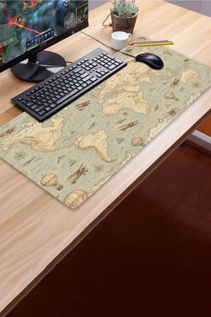 SonicTouch Klavye Mousepad 40x90cm Dikişsiz Pürüzsüz Sıvı Geçirmez Kaymaz Taban Atlas Yolculuğu