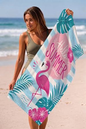Valerine Life Plaj Havlusu 70x140cm Havuz Spa Sauna Spor Pamuklu Emici Flamingo Summer