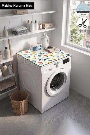 Valerine Life Çamaşır Kurutma Makinesi Üstü Düzenleyici Matı Sıvı Geçirmez Örtü Bahar Çayırı